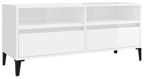 Mobile porta tv bianco lucido 100x34,5x44,5cm legno multistrato