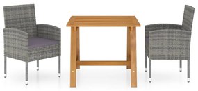 Set Mobili Da Pranzo Per Giardino 3 Pz Grigio /