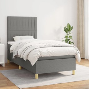 Giroletto A Molle Con Materasso Grigio Scuro 80x200 Cm Tessuto /