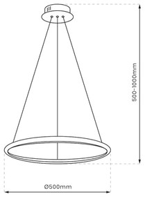 Lampadario LED a sospensione con filo HOOP LED/27W/230V diametro 50 cm 4000K nero