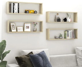 Mensole Parete Cubo 4pz Rovere Sonoma 80x15x26,5cm Multistrato /