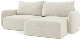 Divano angolare color crema allungabile/con contenitore (con penisola a destra) Kalena – Makamii