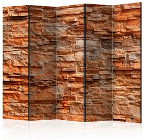 Paravento Pietra arancione II (5-parti) - composizione con mattoni rossi