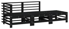 Set Salotto da Giardino 3 pz Nero in Legno Massello di Pino