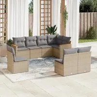 Set Divano da Giardino 8 pz con Cuscini Beige in Polyrattan 3258447