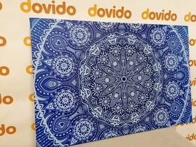 Quadro su tela – Mandala ornamentale con pizzo in blu