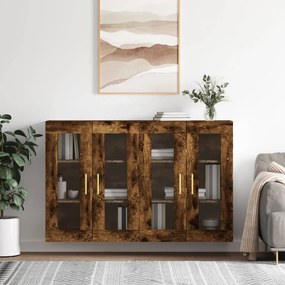 Armadietti A Parete 2 Pz Rovere Fumo İn Legno Multistrato /