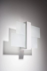 Applique da Soffitto in Legno e Vetro FENIKS 1 E27 Bianca da Interno
