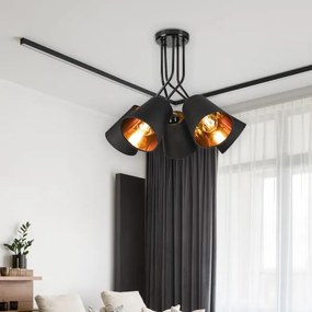 Lampadario a sospensione con supporto rigido IRMA 5xE27/60W/230V nero