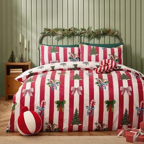 Set copripiumino e federa rosso e bianco per letto matrimoniale 200x200 cm Christmas Stripe – Catherine Lansfield