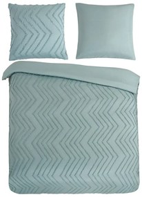 Copripiumino per letto matrimoniale in microfibra verde chiaro 200x220 cm Pure Zigzag - Good Morning