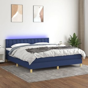 Letto a Molle con Materasso e LED Blu 160x200 cm in Tessuto cod mxl 62254