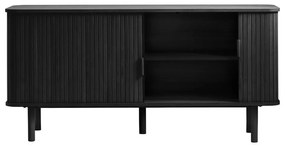 Cassettiera bassa nera in rovere con ante scorrevoli 76x160 cm Cavo - Unique Furniture