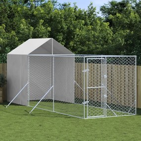Cuccia Cani Da Esterno Tetto Argento 2x6x2,5 M Acciaio Zincato /