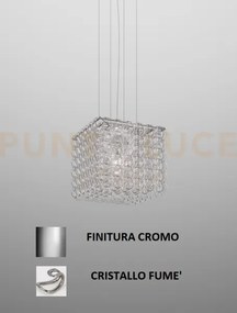 Giogali sospensione cub cristallo fume' e cromo lucido 3 luci attac...