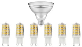 Lampadine 6xLED 3,3W (330lm) G9 + 1xLED 8W (633lm) Par30 E27 Dim. - Osram