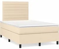 Letto a Molle con Materasso e LED Crema 120x190 cm in Tessuto 3270209