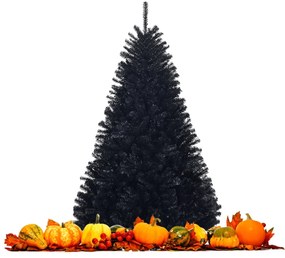 Costway Albero di Natale 180 cm, 1036 rami, Abete artificiale non illuminato con base solida di metallo, Nero