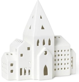 Portacandele in ceramica per tea light Urbania Lighthouse City - Kähler Design