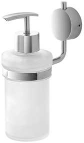 Dispenser sapone a muro acciaio cromo e vetro doppio fissaggio Plaza