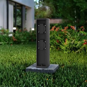 Colonnina con Prese elettriche da Giardino 30cm IP54 Alluminio - Nera
