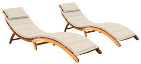 Lettini Prendisole 2 Pz Con Cuscini İn Legno Massello Dacacia /