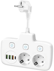 Multipresa con interruttore LINEA 2x230V + 4xUSB A/C SCHUKO bianca