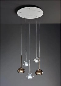 Lampadario LED Glamour Beba nero paralume trasparente 5xG9 ø15cm URBAN