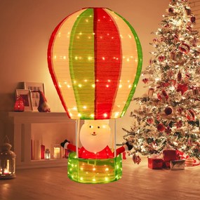 Costway Santa claus di Natale da 135cm con mongolfiera, Decorazione natalizia pre-illuminata con 160 luci calde