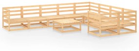 Set divani da giardino 10 pz in legno massello di pino