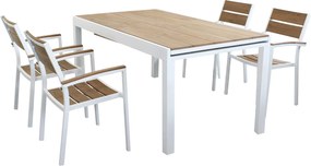 VIDUUS - set tavolo in alluminio e polywood cm 160/240 x 95 x 75 h con 4 poltrone Viduus