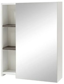 Mobile bagno sospeso salvaspazio 55 cm bianco e grigio cemento con specchio Strada