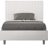 Letto alla Francese rivestito in Similpelle - SUNNY Dimensione Rete: 140x200, Tipologia Letto: Con Rete, Colore: Bianco