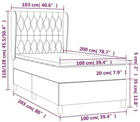 Giroletto a Molle con Materasso Blu Scuro 100x200 cm in Velluto