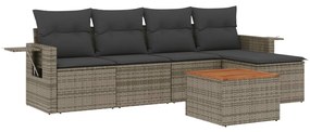 Set divano da giardino 6 pz con cuscini grigio in polyrattan