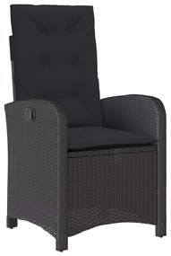 Set da pranzo da giardino 9 pz con cuscini nero in polyrattan