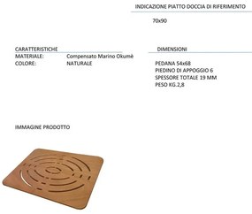 Pedana doccia antiscivolo legno marino 54x68 per piatto doccia 70x90