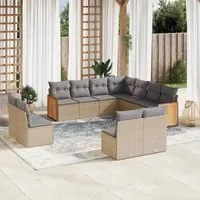 Set Divani da Giardino 11 pz con Cuscini Beige in Polyrattancod mxl 114490