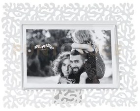 Portafoto di design corallo piccolo orizzontale bianco marmo in fer...