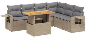 Set divani da giardino 7 pz con cuscini beige in polyrattan