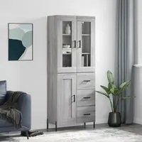 Credenza Grigio Sonoma 69,5x34x180 cm in Legno Multistrato 3198671