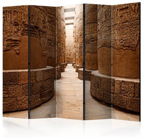 Paravento separè Tempio di Karnak II (5 parti) - passaggio tra colonne bronzee