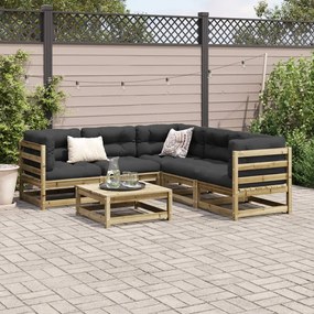 Set divani da giardino 6 pz in legno impregnato di pino