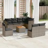 Set Divano da Giardino 9 pz con Cuscini Grigio in Polyrattancod mxl 89648