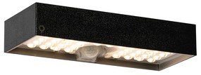 Lampada da parete per esterni nera con luce dimmerabile e sensore solare - Kayo