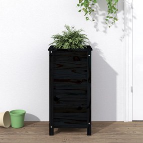 Fioriera Da Giardino Nera 40x40x78 Cm Legno Massello Di Pino /
