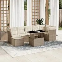 Set Divano da Giardino 8 pz con Cuscini Beige in Polyrattan 3266748