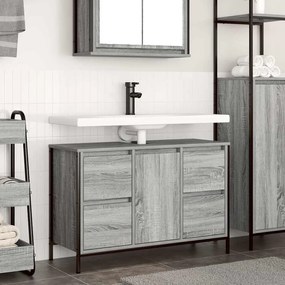 Mobile Lavabo Con Cassetti Grigio Sonoma 90x34,5x60 Cm /