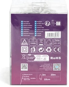 Aigostar - Catena LED natalizia da esterno 200xLED/8 funzioni 23m IP44 bianco freddo