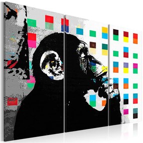 Quadro The Thinker Monkey by Banksy  Colore colorful, Dimensioni e Misure 120x80